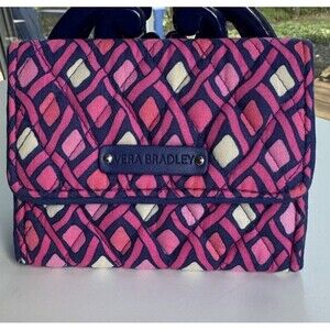 Vera Bradley Katalina Pink Diamonds Wallet Cotton Quilted Snap Close ID Holder